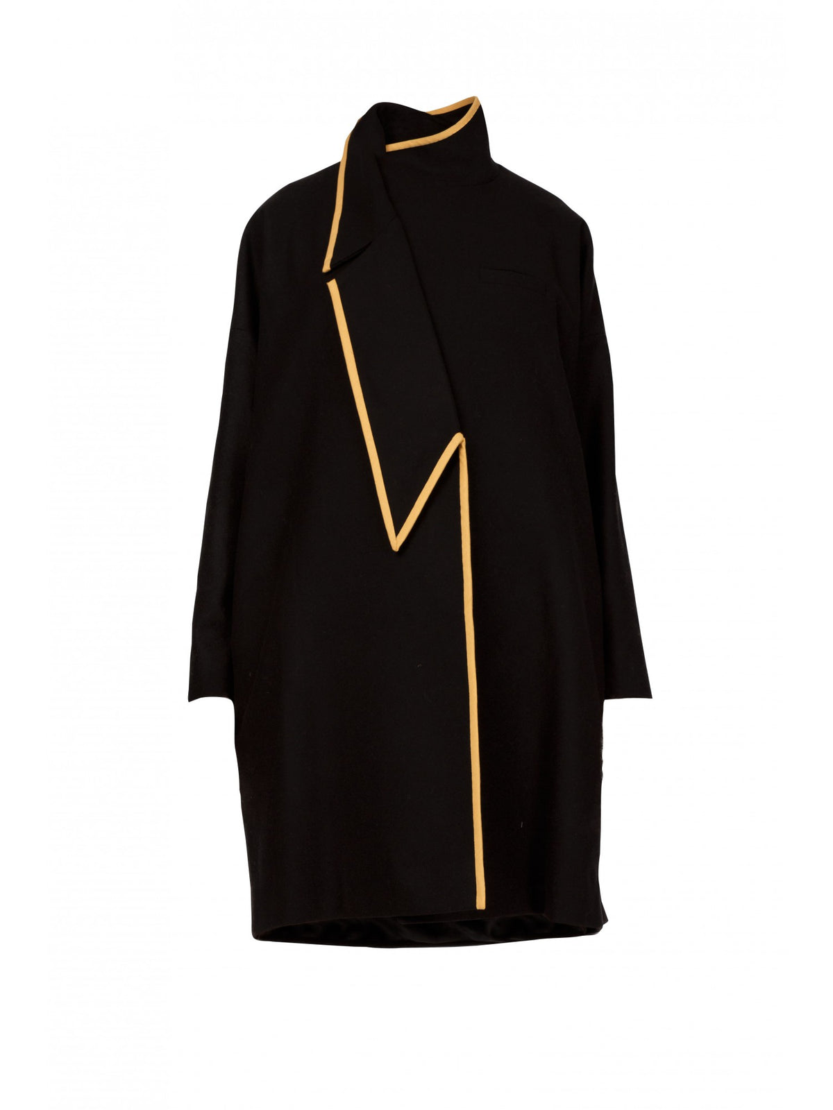 Asymmetric A-Line oversized coat with Gold Bias | Jeanne
