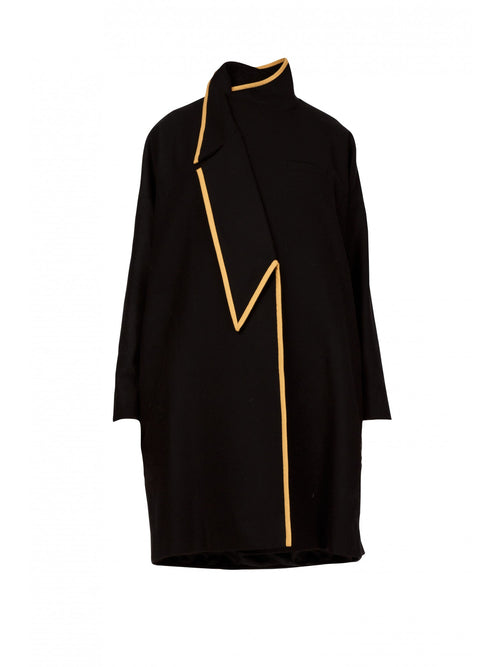 Asymmetric A-Line oversized coat with Gold Bias | Jeanne