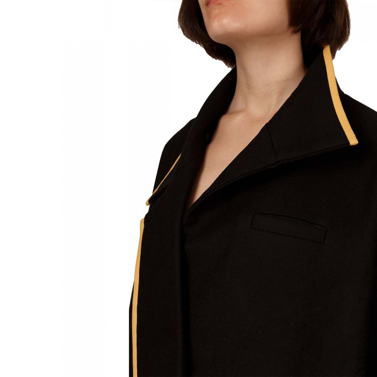 Asymmetric A-Line oversized coat with Gold Bias | Jeanne