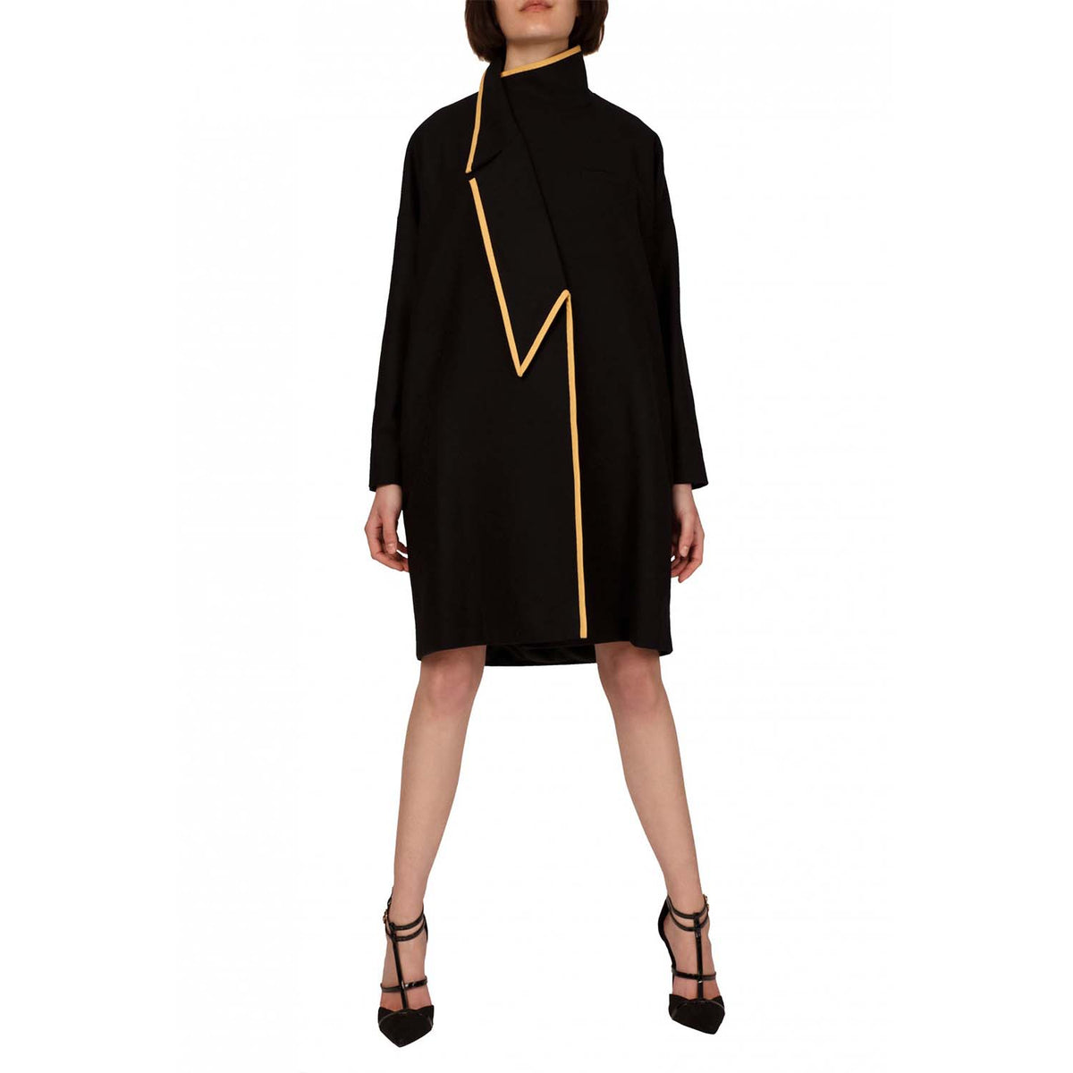 Asymmetric A-Line oversized coat with Gold Bias | Jeanne