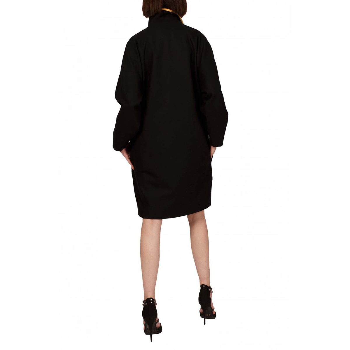 Asymmetric A-Line oversized coat with Gold Bias | Jeanne