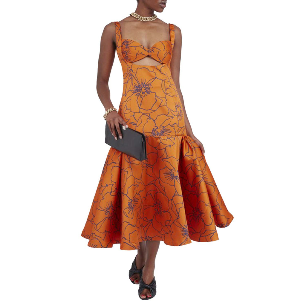 Jacquard-trimmed maxi dress Orange | Tandjilé