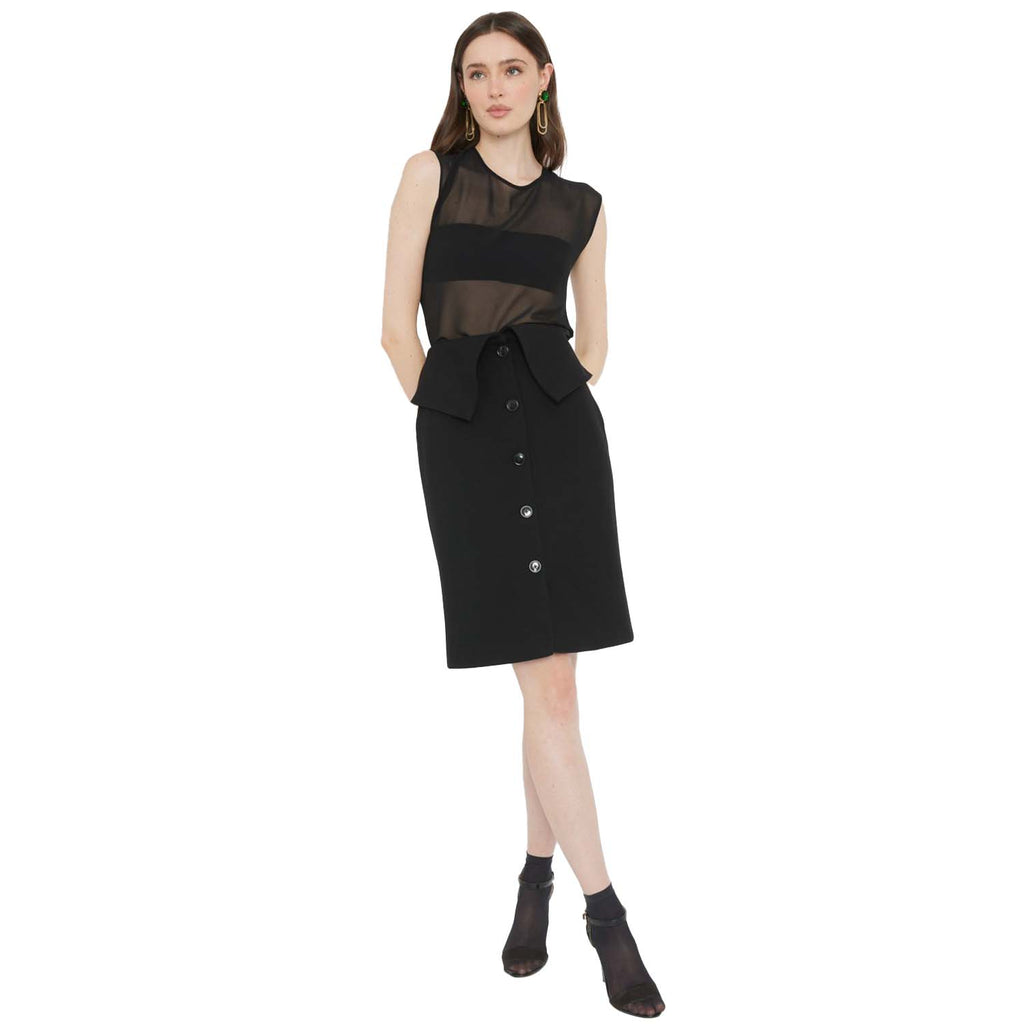 Fold-over waist midi skirt| Rubis