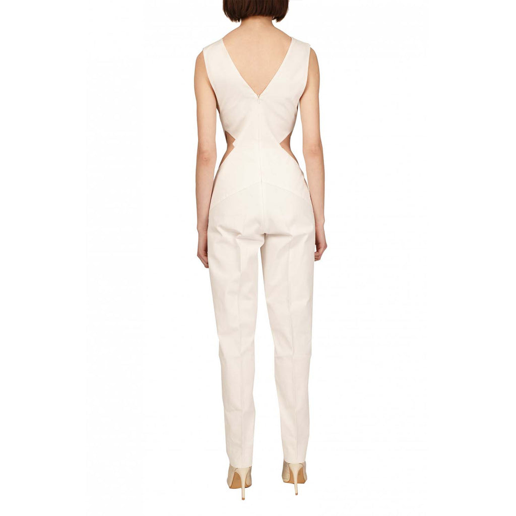 Structured Deep V Neck jumpsuit | Iconie