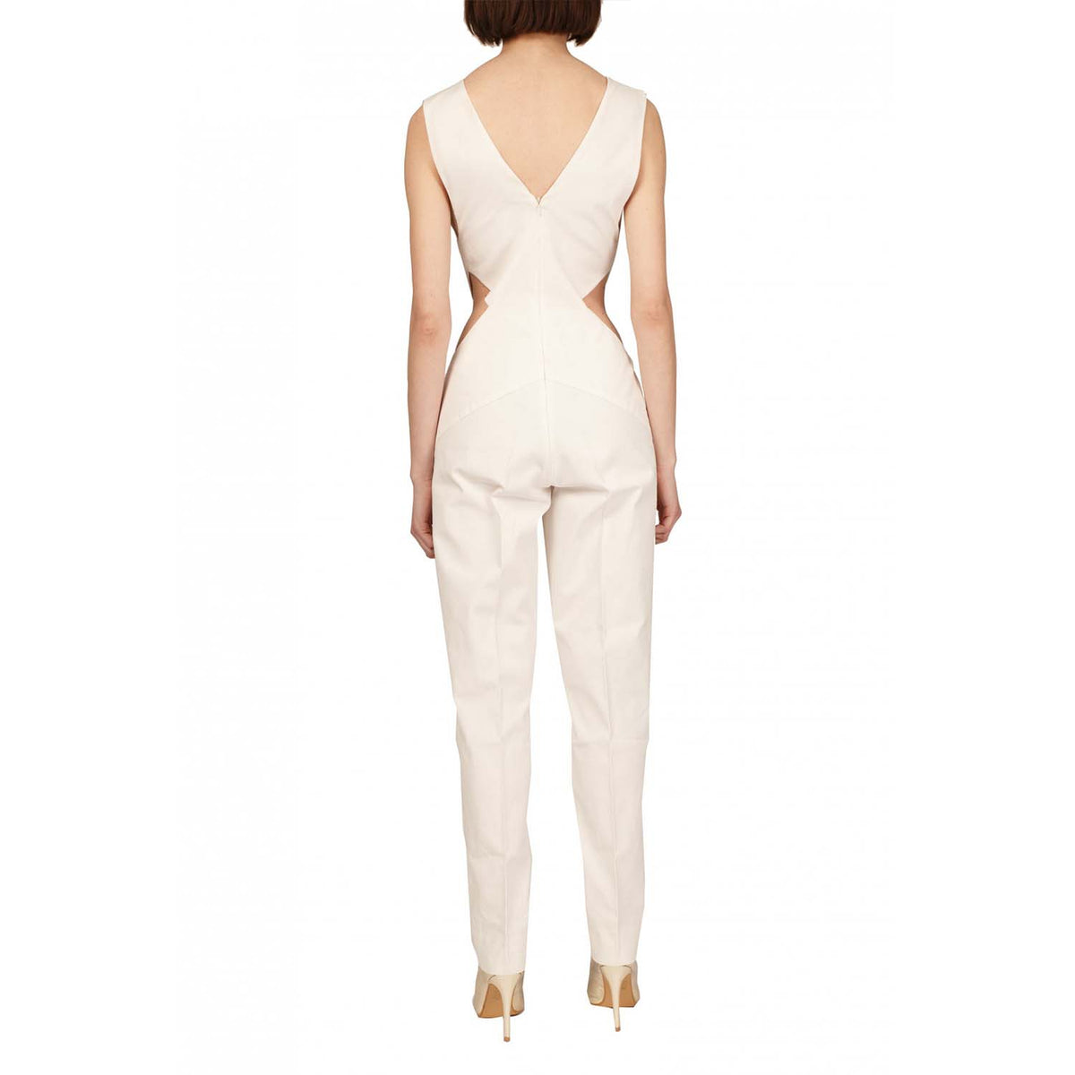 Structured Deep V Neck jumpsuit | Iconie