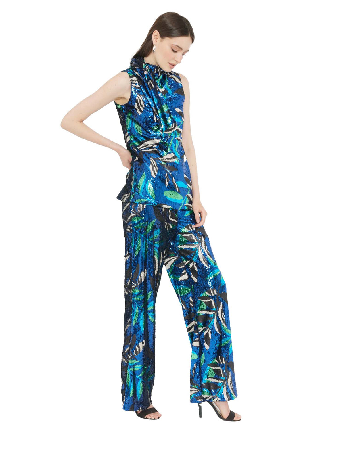 Sequins straight-leg trousers