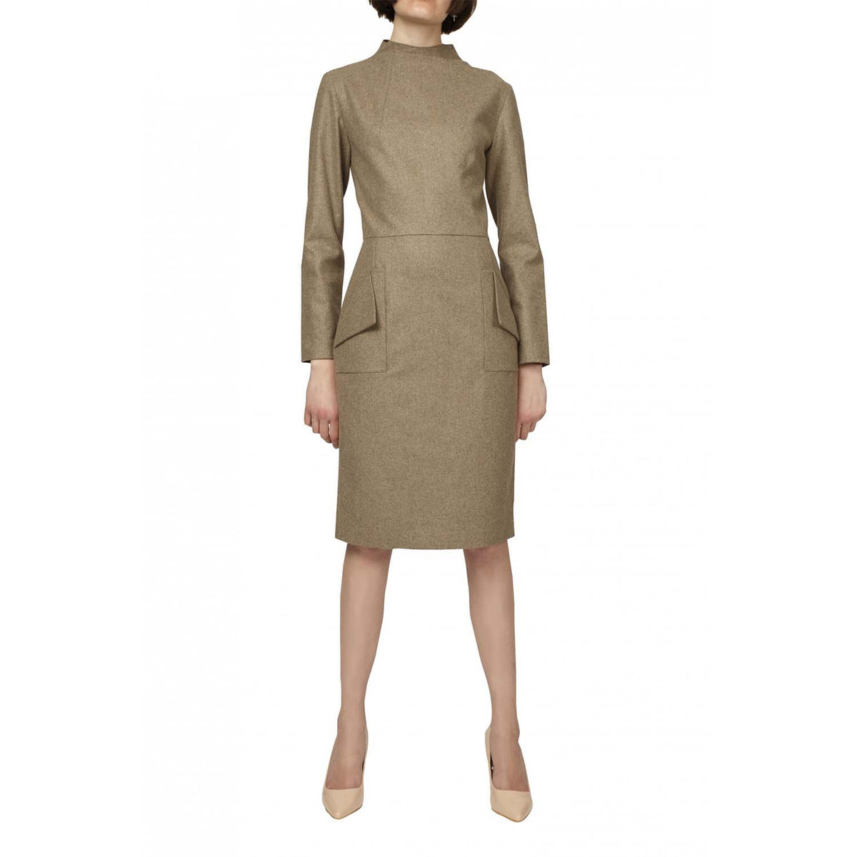 Raw Collar Dress With Folder Pockets | Ache
