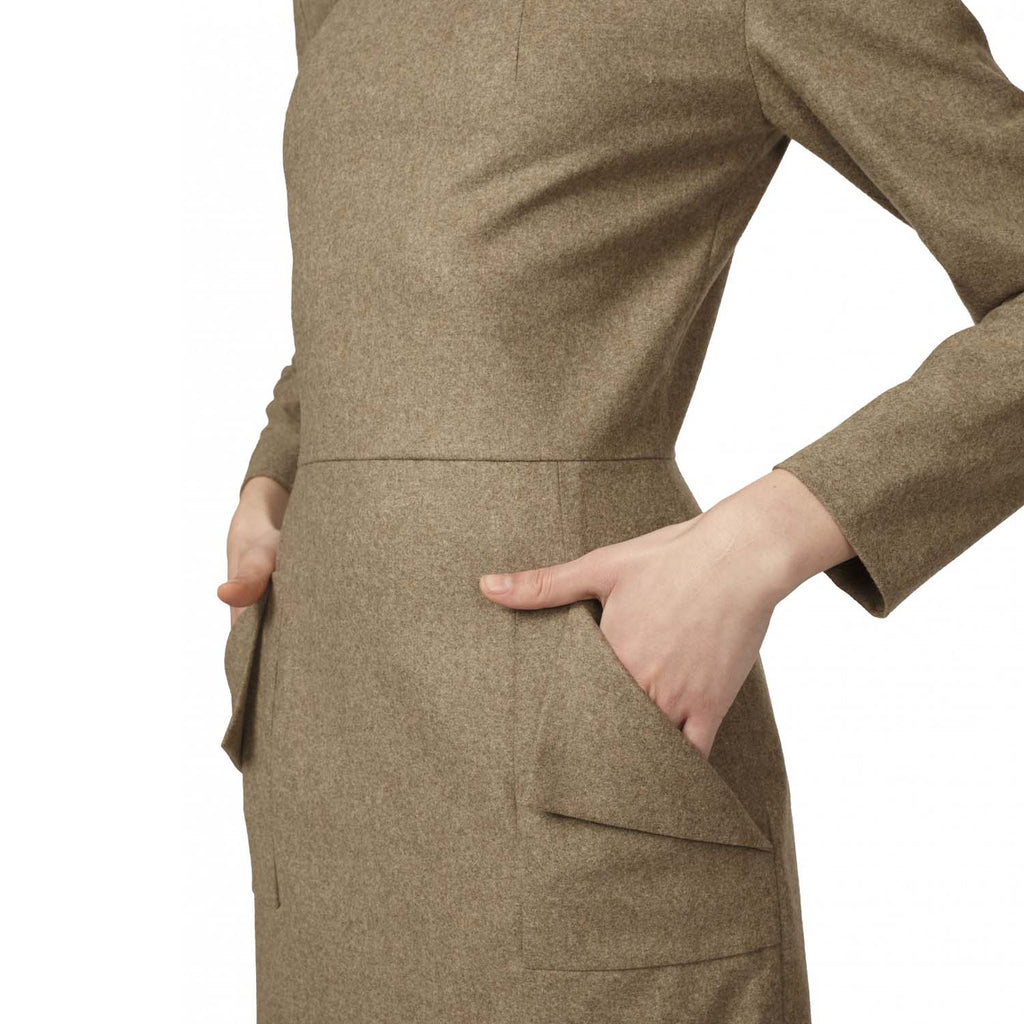 Raw Collar Dress With Folder Pockets | Ache