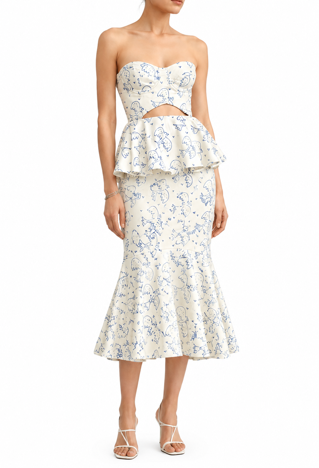 Strapless cut out midi dress Beige| Chari