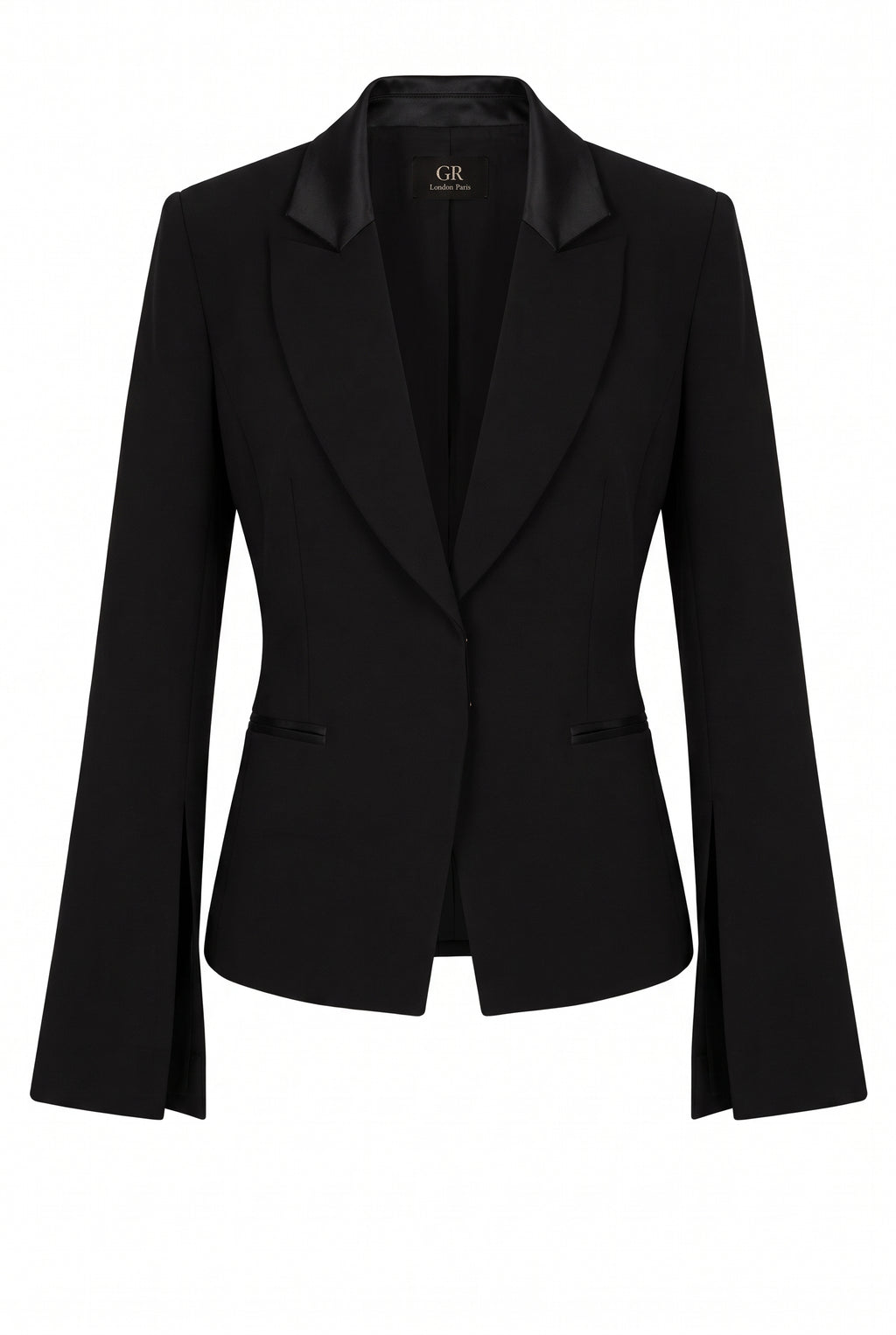 Satin trimmed blazer with split sleeves | Isild