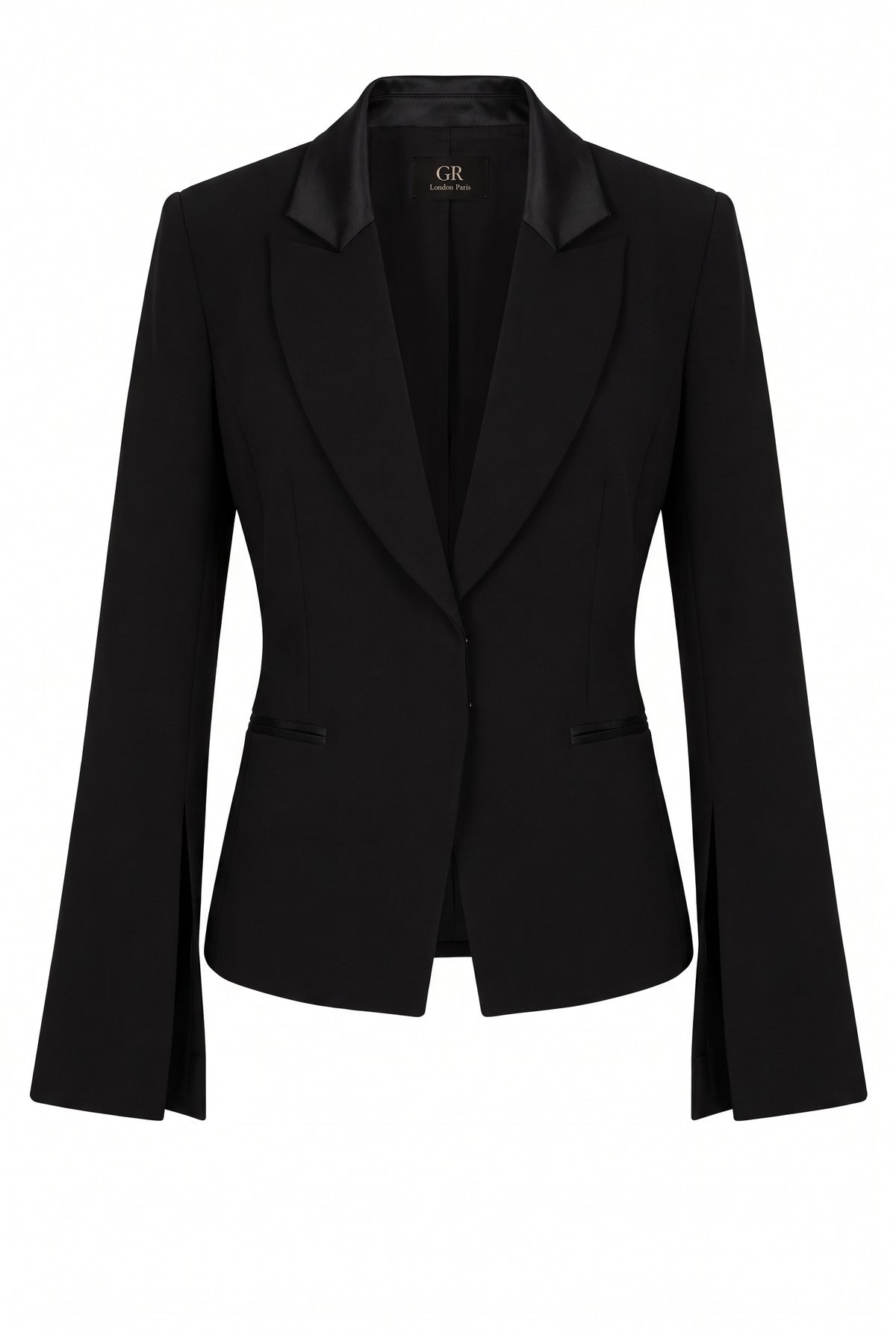 Satin trimmed blazer with split sleeves | Isild