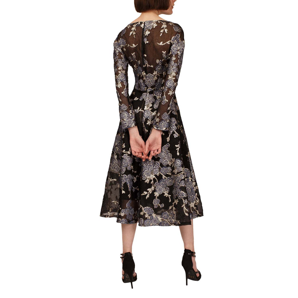 Floral embroidered organza midi dress | Meissa