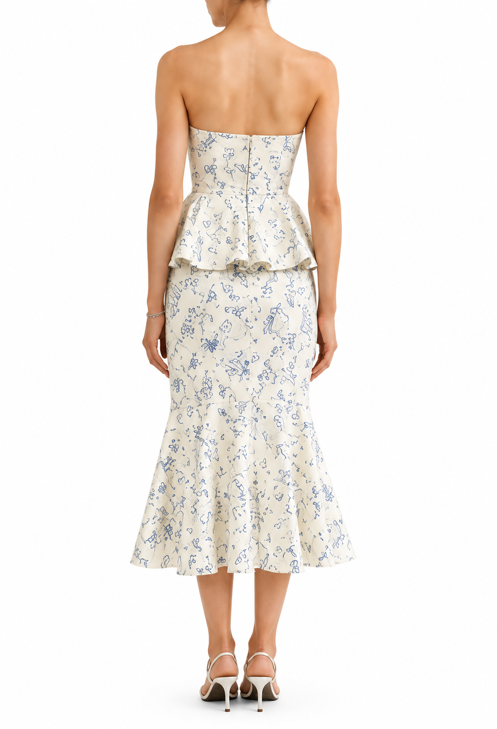 Strapless cut out midi dress Beige| Chari