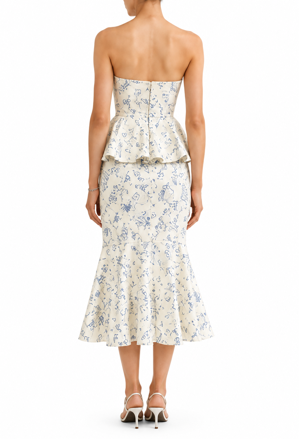 Strapless cut out midi dress Beige| Chari