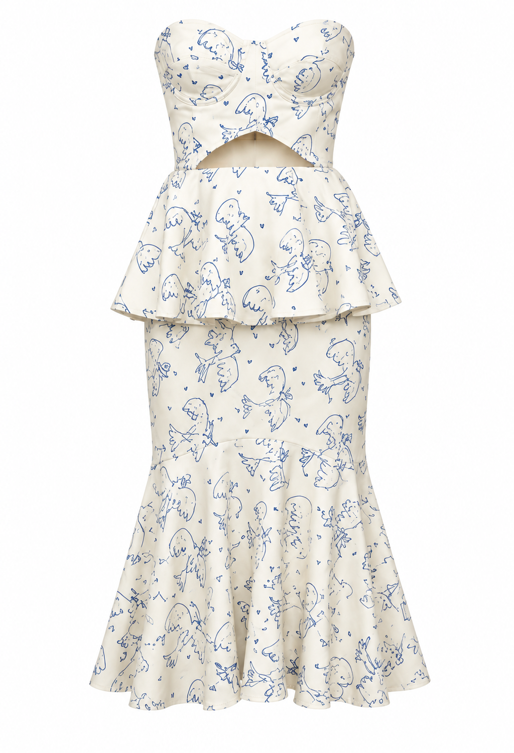Strapless cut out midi dress Beige| Chari