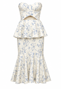 Strapless cut out midi dress Beige| Chari