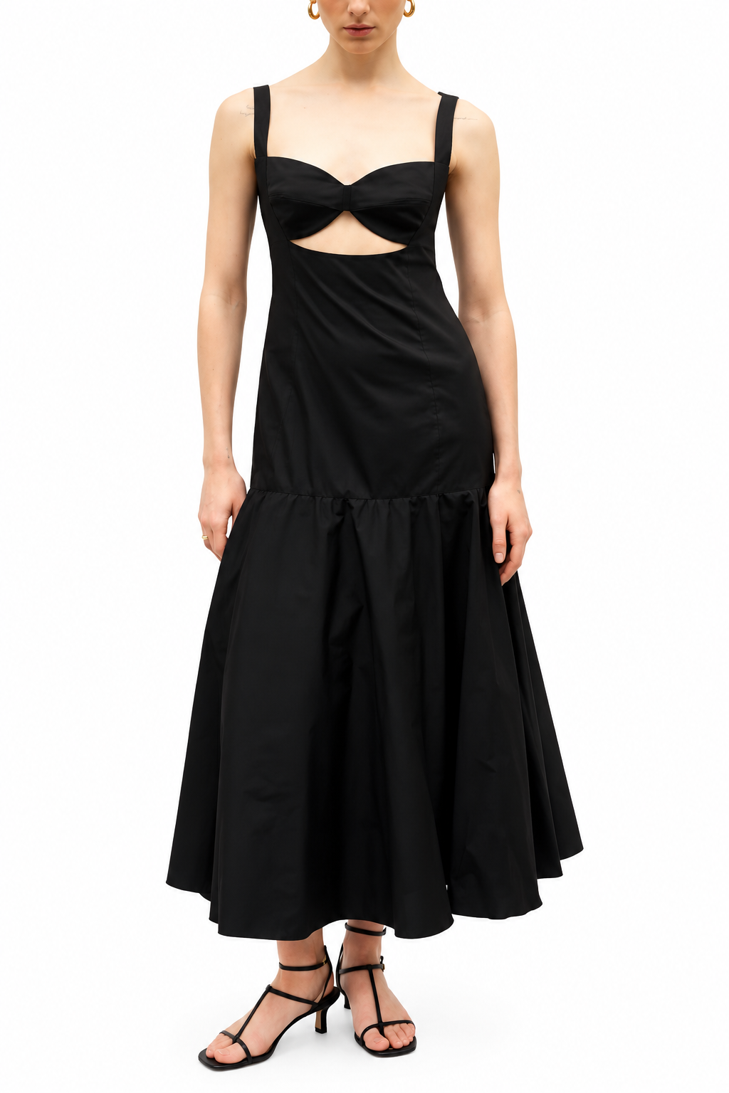 Jacquard-trimmed maxi dress Black | Tandjilé